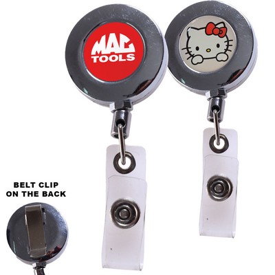 Zinc Alloy Round Badge Reel Holder w/ Belt Clip